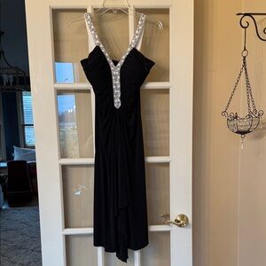 JS Boutique Black Dress with Silver beaded Detailing size 6